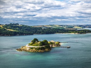 DefaultDrake's Island in Plymouth from drone, Mount Batten Tower, Devon, England, United Kingdom