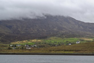 Farms over Loch Slapin, Isle of Skye, Scotland, UK