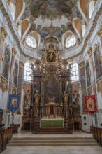 Baroque high altar from 1718 in St Martin's Church, Biberach an der Riß, Baden-Württemberg, Germany