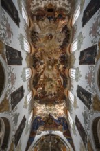 Ceiling frescoes in the nave from 1746, St Martinus and Maria Church, 14th century, Biberach an der