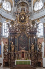 Baroque high altar from 1719 in St Martin's Church, Biberach an der Riß, Baden-Württemberg, Germany