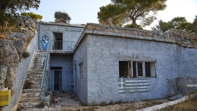 Lost Place, Apitiki, Bunker, Military base, Abandoned building with stairs and stone walls
