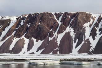 Drift ice, sea ice, sea, mountain range, Faksevagen, Spitsbergen, Svalbard