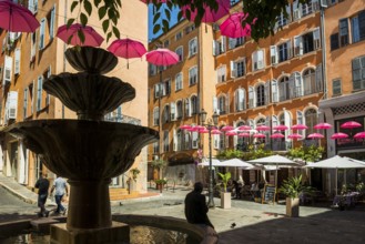 Picturesque square in the old town centre, Street Art, Grasse, Alpes Maritimes, Provence Alpes Cote