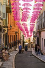 Picturesque alley in the old town, Street Art, Grasse, Alpes Maritimes, Provence Alpes Cote d'Azur,