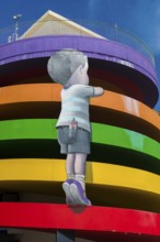 House facade in the old town, Street Art, Grasse, Alpes Maritimes, Provence Alpes Cote d'Azur,