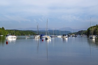 Boats on Windermere Lake, Fell Foot Park, Lake District, Cumbria, England, United Kingdom