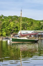 Boats on Windermere Lake, Fell Foot Park, Lake District, Cumbria, England, United Kingdom