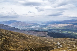 View from Nevis Range Mountains, Grampian Mountains, Fort William, Highland, Lochaber, Scotland, UK