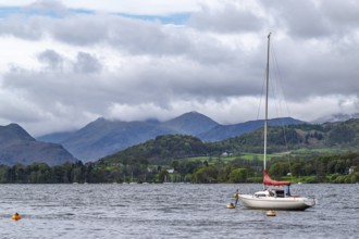 Boats on Ullswater Lake, Pooley Bridge, Lake District National Park, Cumbria, England, United