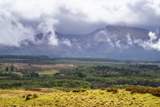 Nevis Range Mountains from Commando Memorial, Grampian Mountains, Fort William, Highland, Lochaber,