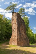 Free-standing rock made of porphyry for climbers in the former Seidel quarry on Rochlitzer Berg,