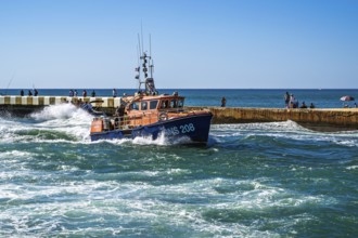 Boats on canal in Capbreton, Landes, Nouvelle-Aquitaine, France
