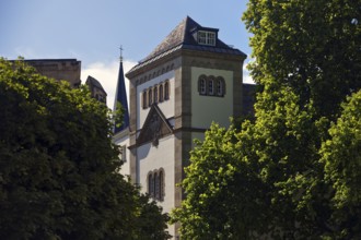Max Planck Institute for Mathematics, church tower of Bonn Minster and Sterntor on Bottlerplatz