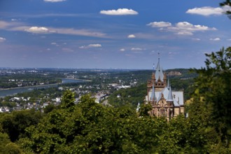 Drachenburg Castle overlooking the Rhine Valley, Siebengebirge, Königswinter, North