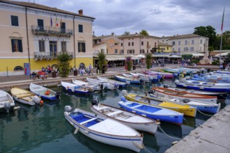 Fishing boats at the harbour, Bardolino, Lake Garda, Veneto, Italy