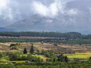 Nevis Range Mountains from Commando Memorial, Grampian Mountains, Fort William, Highland, Lochaber,
