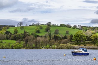 Boats on Ullswater Lake, Pooley Bridge, Lake District National Park, Cumbria, England, United