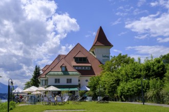 Kelag show power station Forstsee, on Lake Lake Wörth, Carinthia, Austria
