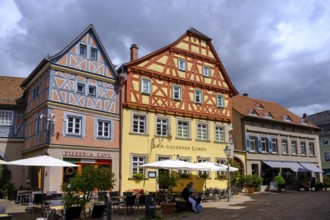 Half-timbered houses in the old town centre, Ladenburg, Rhine-Neckar district, Baden-Württemberg,