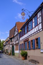 Gasthaus Zum güldenen Stern, half-timbered houses in the old town, Ladenburg, Rhine-Neckar