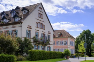 Lobdengau Museum, with sculpture La Protection, on the banks of the Neckar, Ladenburg, Rhine-Neckar