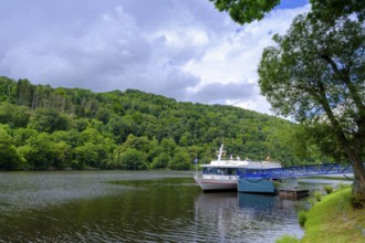 Excursion boat on the Rursee, Rursee boat trip, Rur dam, Rur reservoir, Einruhr, North Eifel,