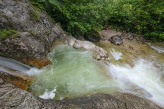 Natural beauty of the Alps, the Innersbachklamm gorge near Unken in Austria. Heart-shaped pools