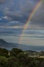 Panorama, Rainbow, Sunset, View from Mont Boron, Saint-Jean-Cap-Ferrat, Cap Ferrat, Alpes