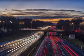 Motorway at night, headlights and taillights, Germany