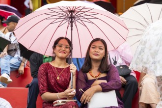 People from the Pnar community attend the Behdienkhlam festival in Jowai, India on July 14, 2025.