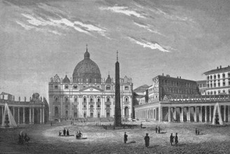 St Peter's Church in Rome, historical illustration 1877
