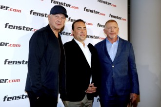 Stefan Effenberg, Philipp Neuffer (CEO Fenster.com) and Boris Becker at the press conference to