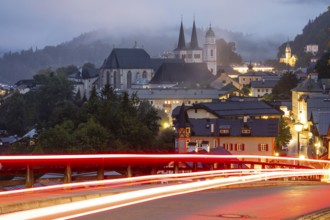 Berchtesgaden in the evening with a view of the Alps