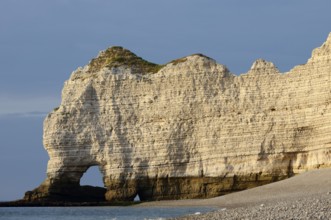 Cliffs with the Porte d'Amont rock gate, Etretat, Alabaster Coast, Seine-Maritime, Normandy, France