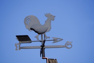 Weathercock or weather vane on house roof, Lower Saxony, Germany
