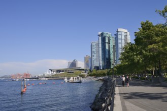 High-rise buildings, Harbour Green Park, Coal Harbour, Burrard Inlet, Vancouver, British Columbia,