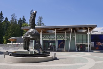 Vancouver Aquarium, entrance and sculpture, Stanley Park, Vancouver, British Columbia, Canada