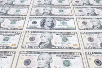 US dollar notes, 10 dollars, 100 dollars, banknotes