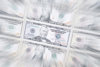 US dollar notes, 10 dollars, 50 dollars, banknotes, zoom effect