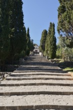 Staircase Carrer del Calvari to the Calvary, Pollenca, Majorca, Balearic Islands, Spain