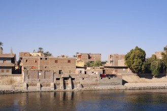 Houses on the banks of the Nile, Egypt