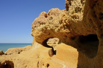 Rocky coast, Carvoeiro, Algarve, Portugal