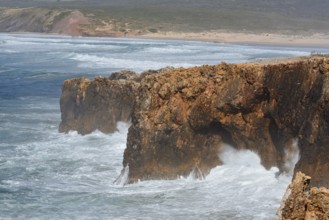 Surf on the rocky coast, Carrapateira, Parque Natural do Sudoeste Alentejano e Costa Vicentina,