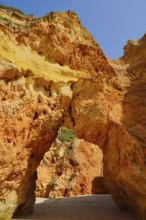 Rock formation on the coast, Praia dos Tres Irmaos, Alvor, Algarve, Portugal