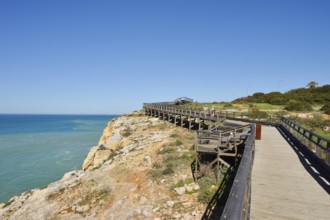 Boardwalk on the rocky coast, Carvoeiro, Algarve, Portugal