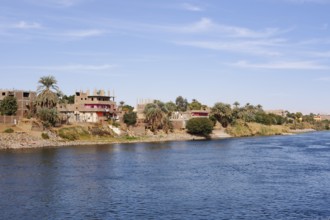 Houses on the banks of the Nile near Esna, Egypt