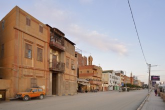 Street and houses on the Nile, Esna, Egypt