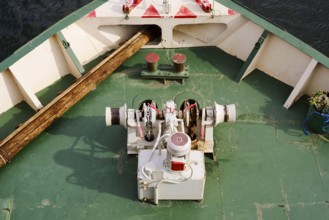Anchor winch from a Nile cruise ship, Esna, Egypt