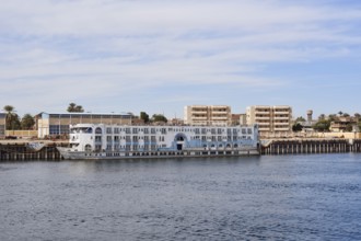 Nile cruise ship at jetty, Egypt